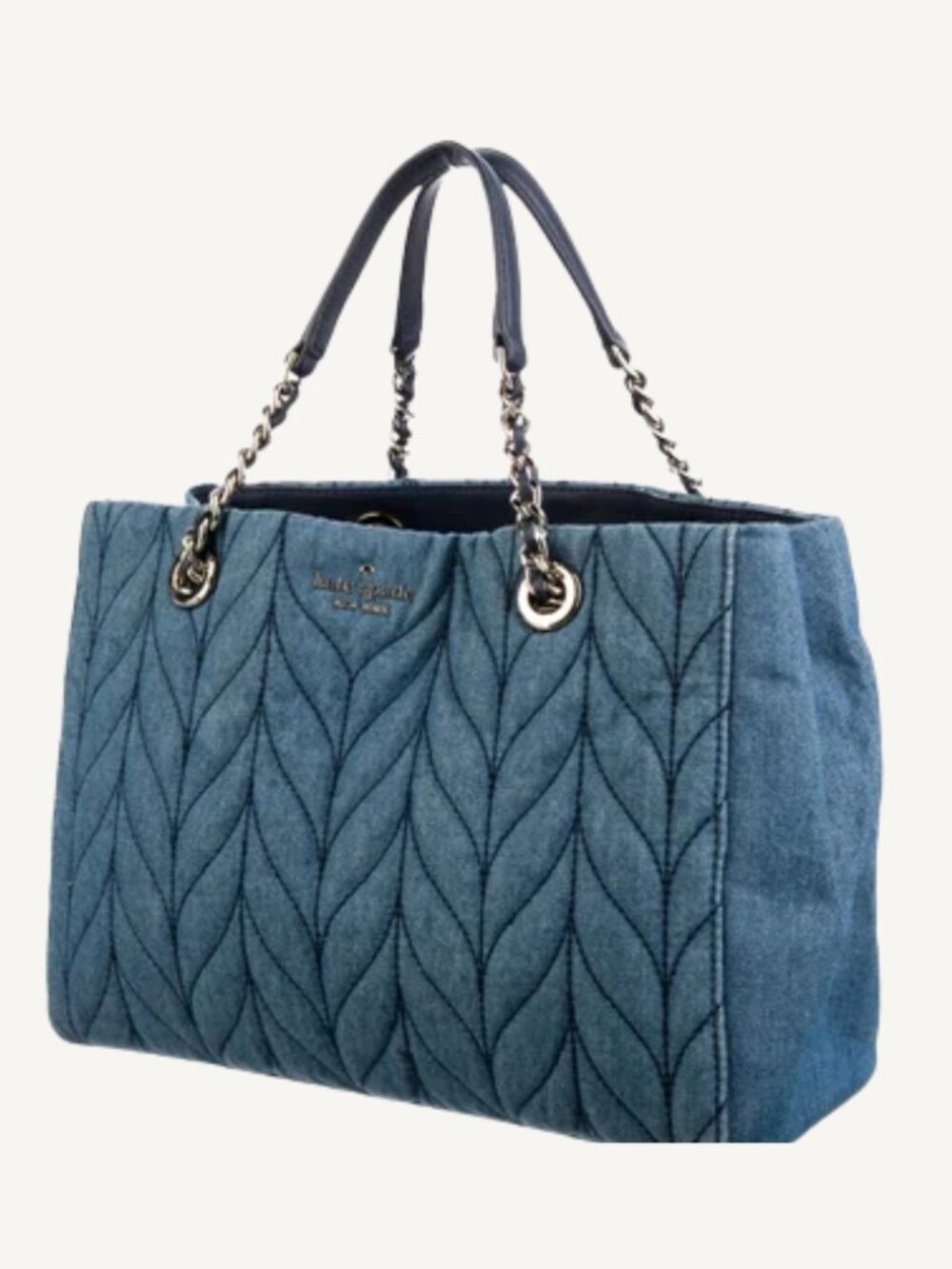 NWOT Kate Spade New York Quilted Denim Tote Chain Shoulder Bag
